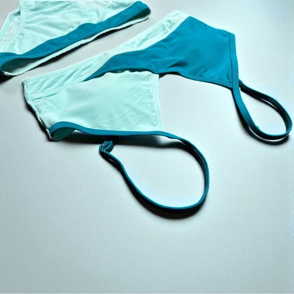 Girls 3pc Colorblock Teal/Blue Bikini + Cover-Up, 13–14Y NWOT - Picture 7 of 13